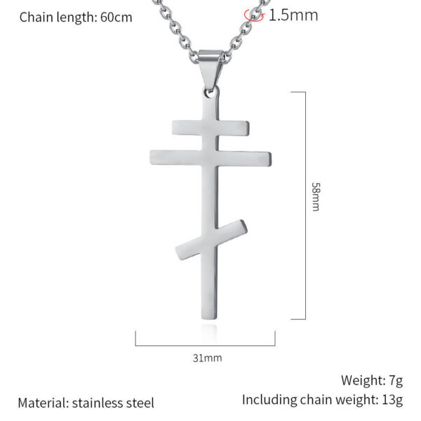 KOMI Cross Necklace for Men Silver Black Gold Orthodox Stainless Steel Cross Pendant Necklace for Men Women Simple Chain 24 Inch