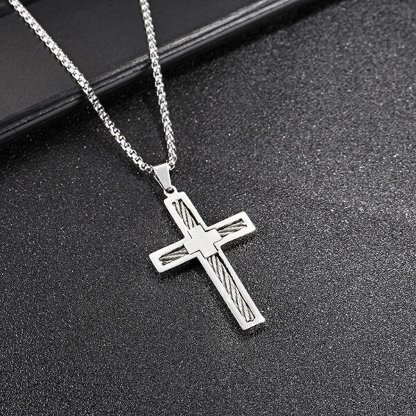 2024 Komi High Quality Stainless Steel Cross Necklace Pendant Gift Steel Chain Necklace Jewelry for Men