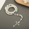 Komi 2023 New Hand-woven Cross Acrylic Necklace Rend Simulation Cross Pearl Necklace