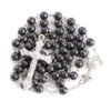 Komi Hot Sell Rosary Black Gallstones Necklaces Jesus Virgin Mary Catholic Religious Rosary Necklace for Pary