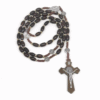 Komi Hot Selling Natural Wood Beads Saint Benedict Rosary Necklace Hand Woven Knot Bucket Bead Solid Wood Necklace
