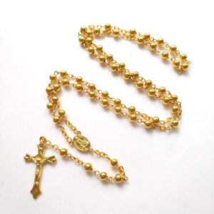 Hotsale Religious Necklace Alloy Bead Chain Designs Rosary with Jesus Cross Pendant