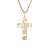 KOMI Mens Stainless Steel Hollow Cross Pendant Necklace with Rolo Chain Simple High Polish Gothic Punk Cross Necklaces for Men