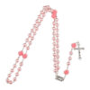 KOMI Multicolor 6mm Imitation Pearl Rose Flowers Catholic Jesus Cross Our Lady of Lourdes Virgin Mary Religious Rosary Necklace