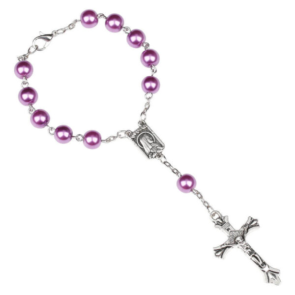 Komi Hot Selling Christian Glass Pearl Bracelet Cross Catholic Religious Jewelry Rosary Bracelet