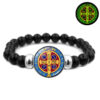 KOMI New Design Holy Light Saint Benedict's Medal Bracelet for Women All Black Stretch Beaded Bracelet