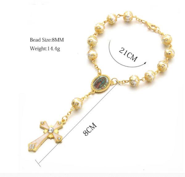H02219143d83b4634b3a04e15d846d6b3Y Komi Wholesales Glass Pearl Bracelets Rosary for Girls Charm Cross Catholic Baptism Wedding Rosary Bracelet