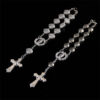 KOMI Beads Bracelet Shell Rose Flower Pearl Beaded Rosary Bracelets with Cross Pendant for Men Women