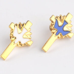 KOMI Gold Cross Brooch for Women Pins White Blue Enamel Peace Dove Brooches Pins Cross Lapel Pin Jewelry Gifts for Women Men