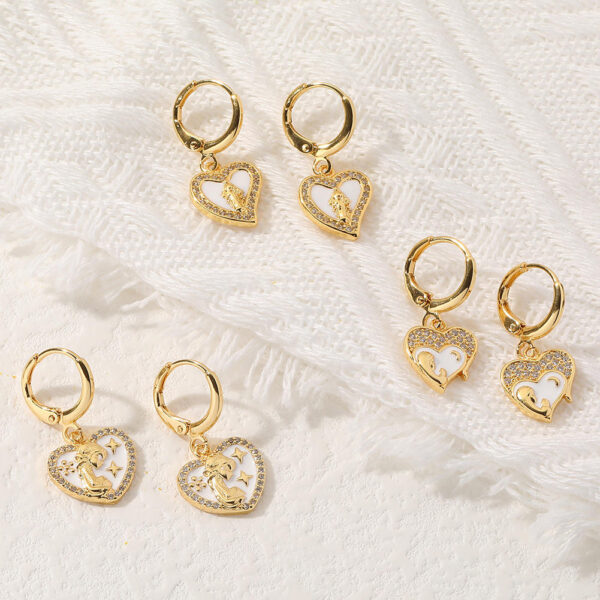 H02c2fc7ded9d40758e2a4e38a24be26bB KOMI 18K Gold Plated Huggie Hoops Earrings with Zircon CZ Charms of Geometric Virgin Mary Drop Earrings for Women Religious