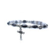 Komi Wholesales Black Christian Jewelry Icon Black Beads Rosary Crucifix Virgin Mary Pendant Bracelet