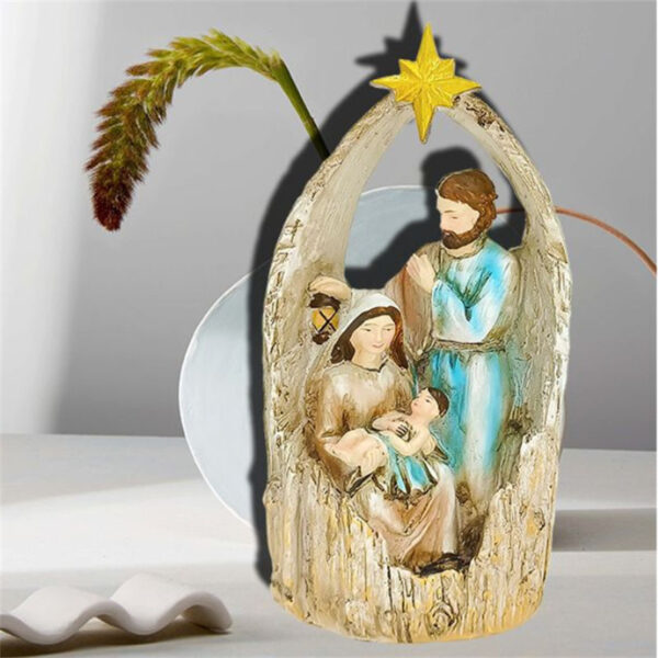 H0389fd2d97274cdd96b729cc88c475a27 KOMI Grottoes Manger Saintess Nativity Groups Display a Christian Gift Resin Handicraft Statue Home Decoration for Religious