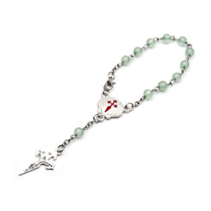 Komi 6mm Cat Eye Beads Rosary Cross Santiago Shell Pendant Curved Needle Prayer Bracelet