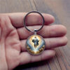 KOMI Christian Baptism Christmas Gifts Christian Keyring for Men Religious Jesus Pattern Glass Pendant Keychain Easter Gift