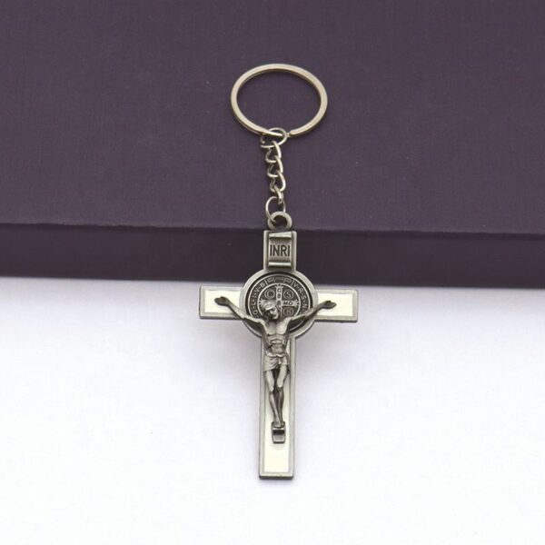 KOMI Cross Collection Keychain for Car & Bag Metal Alloy St. Benedict Cross Keyring Jewelry Accessories Pendants Key Rings