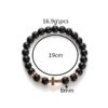 KOMI Fashion Hot Selling Natural Stone Beaded Bracelet Black Frosted Gemstone Zircon Cross Beads Wrist Bracelets for Men Women