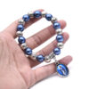 H0864129ca33f479f82d2b01e5bae4044z Wholesale Metal Religious Catholic Jewellery Cross Blue Glass Pearl Beads Jesus Pendant Prayer Rosary Bracelet