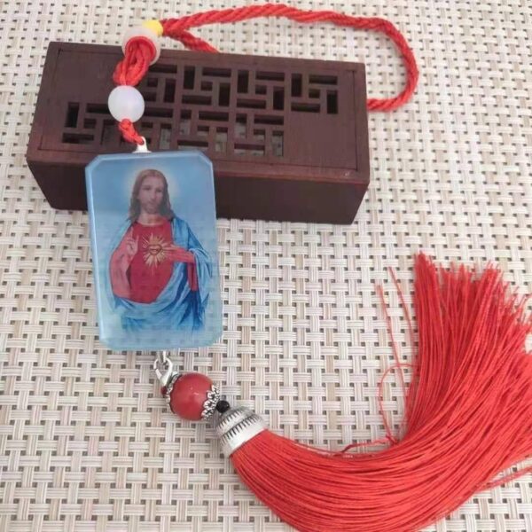 KOMI Wedding Home Decor in Glass Dome with Religious Figures Exquisite Glass Crystal Car Pendant Hanging Ornaments