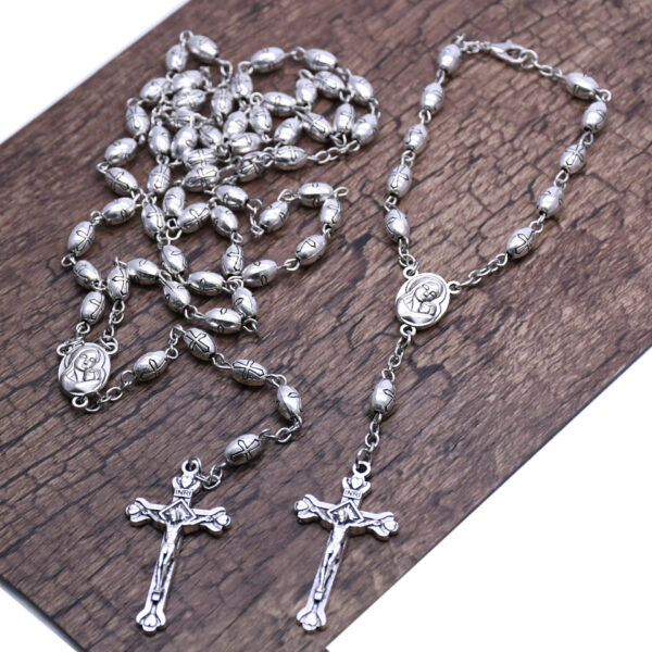 Komi 5*8mm Retro Metal Cross Beads Rosary Catholicism Gift Religious Prayer Beads Rosaries Bracelt