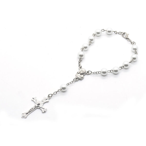 H0bf8d2e3b054473980cbb155e2703805W Komi Wholesales Catholic Rosary Bracelet Imitation Glass Pearl Christ Cross Jesus Virgin Mary Rosary Bracelets