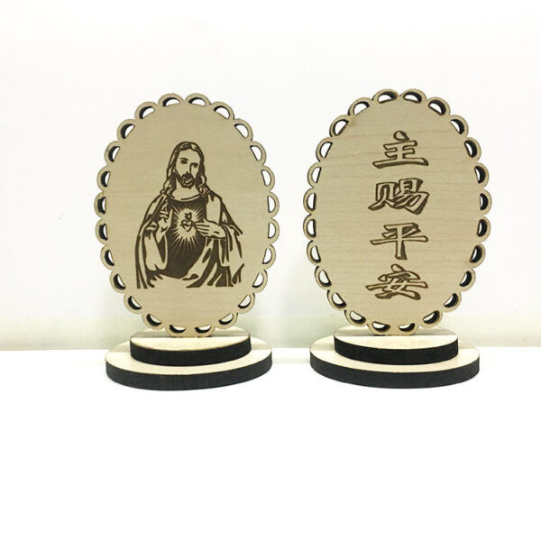 H0d4f9e9ecd954699bde3ca86c75853d9n KOMI Solid Wood Hollow Carved Reiligious Prayer ICONS Car Home Decoration Table Ornaments Souvenir Crafts Gifts