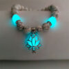 KOMI Turquoise Beads Hand String Yoga Energy Bracelet Luminous Lotus Charm Sanskrit Beaded Bracelets Elastic Wristband Bracelet