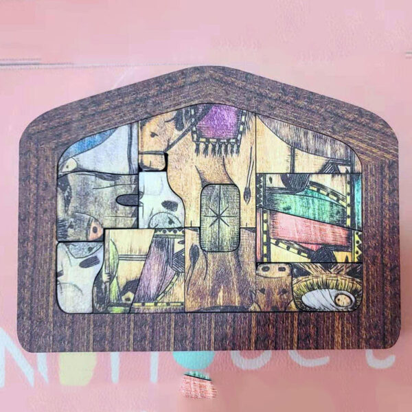 Komi Wooden Birth of Jesus Religious Home Interior Decoration Wooden Jesus Jigsaw Easter Wooden Decoration