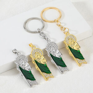KOMI Crucifix Necklace Jesus Zircon Pendant Keychain Jewelry Accessories