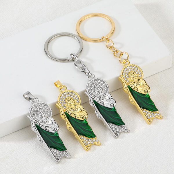 KOMI Crucifix Necklace Jesus Zircon Pendant Keychain Jewelry Accessories
