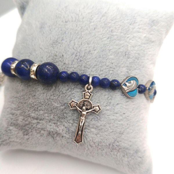 Komi Religious Heart Shaped Beads Virgin Mary Cross Cricifix Adjustable Rosary Bracelet