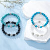 H0ffc25e84e43494da515a78635d90f03K KOMI Fashion Natural 8mm Gemstone Beaded Bracelets with Vintage Metal Cross Bracelet Turquoise Beads Stretch Bracelet for Unisex