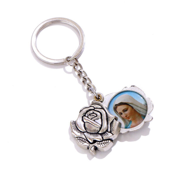 Catholic Metal Alloy Jesus St Christopher Czestochowa Madonna Religious Rose Keychain Christian Church Key Ring