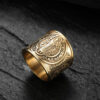 H107b864aa9cd4562a24e427020a8fe06u KOMI Exorcist Benedictine Vintage Titanium Steel Ring Stainless Steel 18K Plated Gold Ring