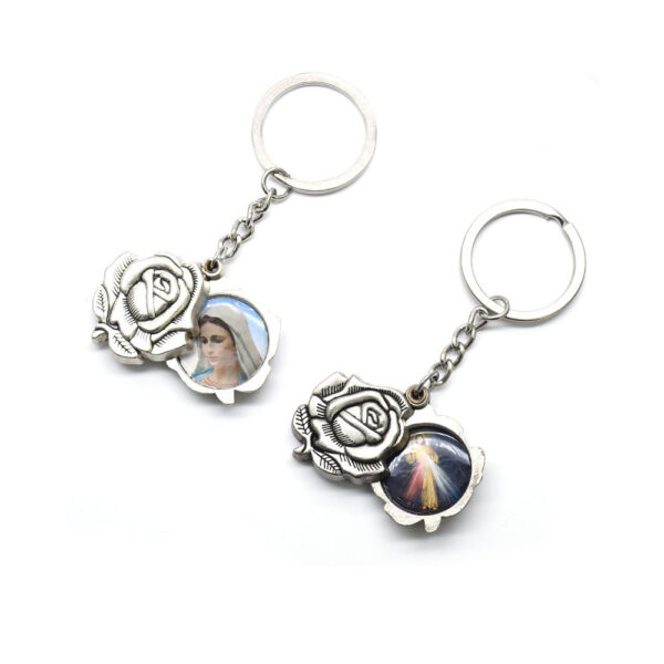 Catholic Metal Alloy Jesus St Christopher Czestochowa Madonna Religious Rose Keychain Christian Church Key Ring