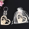 KOMI Custom Logo Engraved Heart Princess Promotion Souvenir Craft Keyring Pearl Key Chain Bag Key Ring Wood Keychains Keyrings