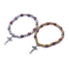 Wholesales 6mm Cloisonne Catholic Gif Cross Crucifix Prayer Beads Stretch Rosary Bracelet