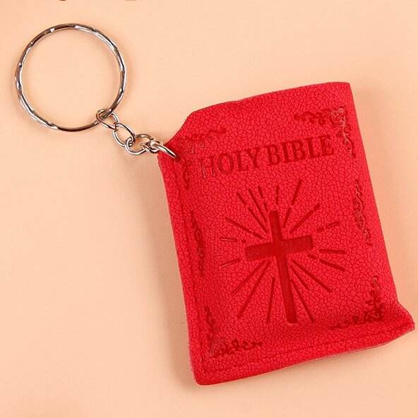 New Mini Bible Pendant Multi Tool Jesus Cross Leather Holy Bible Gift Keychains