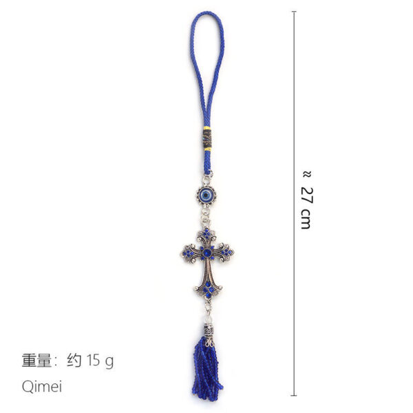 H142134b2c1294cc68c1d65f1b3af6094a Komi European and American Foreign Blue Eyes Diamond Cross Good Luck Decorative Pendant Key Chain Car Hanging