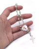 Komi 6mm Cat Eye Beads Rosary Cross Santiago Shell Pendant Curved Needle Prayer Bracelet