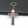 KOMI Hot Sale Enamel Cross Car Key Chain Pendant Hypoallergenic Heart Corss Keyrings HandCraft Keychains for Car Bag Accessories