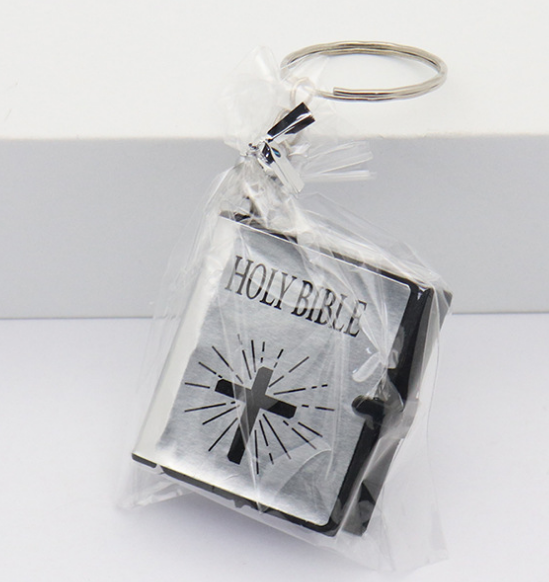 Mini Holy Bible Pendant Multi Tool Catholicism Gift Christian Jesus Cross Keyrings Acrylic Keychain Standee