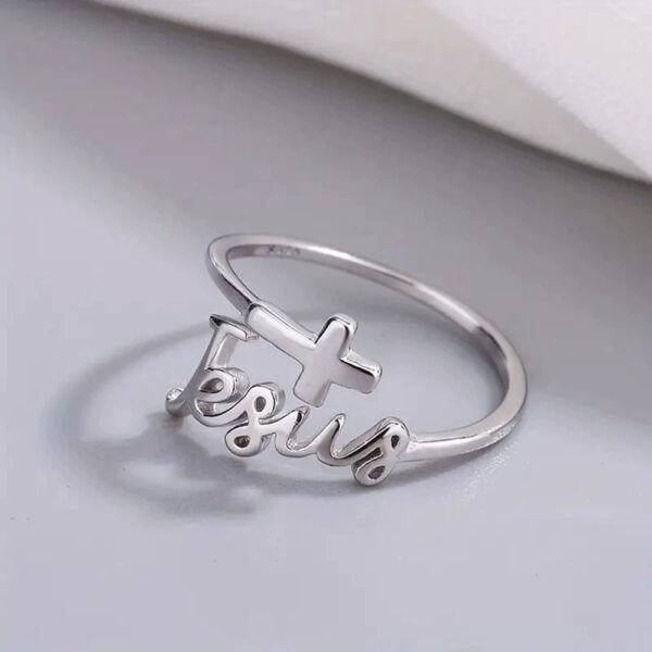 H1cff8500004c4c4ca5fc040d507c88beB KOMI Silver Cross Rings for Women Simple Cross Letters Jesus Opening Rings Silver Adjustable Womens Ring for Birthday Party Gift