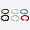 KOMI New Turquoise Black Gallstone Volcanic Stone Bracelet with Cross Elastic Bracelet