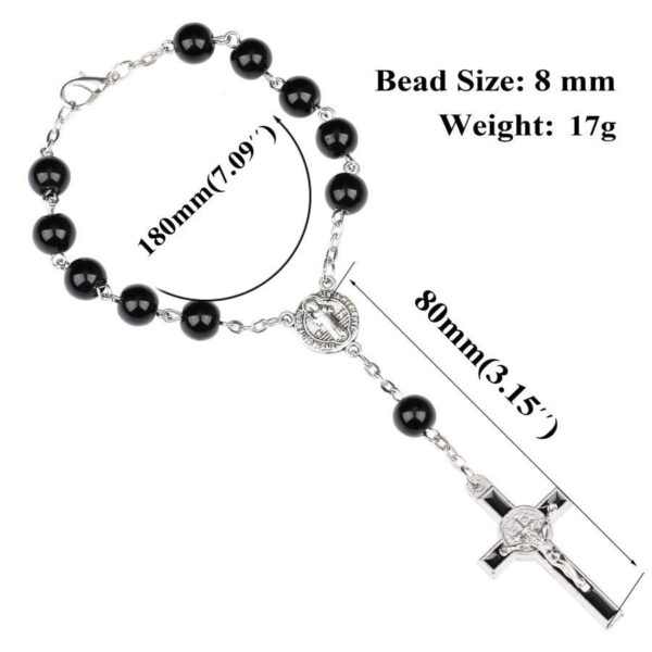 H20433175129d4cfb871e19353311067bl Komi Wholesales 8mm Christian Black Round Glass Beads Rosary Crucifix Virgin Mary Pendant Bracelet