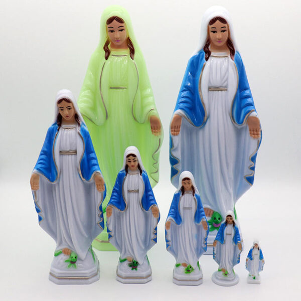 Religious Decorative Sculpture Luminous Virgin Mary Handicraft Statue Religious Cross Ornament Maria Christian Catholic