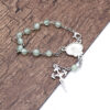 Komi 6mm Cat Eye Beads Rosary Cross Santiago Shell Pendant Curved Needle Prayer Bracelet
