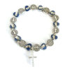 St. Benedict Medal and Blue Heart Shaped Medal Bracelet with Cross and Maria Dedal