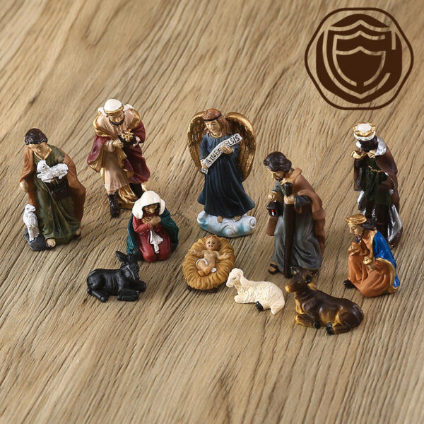 H2254a19667524a1aa8e54877b7ab788c3 Cross Border Christmas Manger Group Ornaments Religion Jesus Birth Christmas Gift Gift Resin Crafts