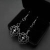H227e2bec954b4fdc9c21936836af285d8 Gothic-Punk Style Heart-Shaped Hollow Religious Cross Pendant Earrings Paired With Black Opal Crystal Bead Earrings Accessories
