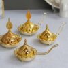 Hot Selling Gold Hollowed Out Middle Eastern Arab Small Incense burner Metal Aromatherapy Sandalwood Furnace Tower